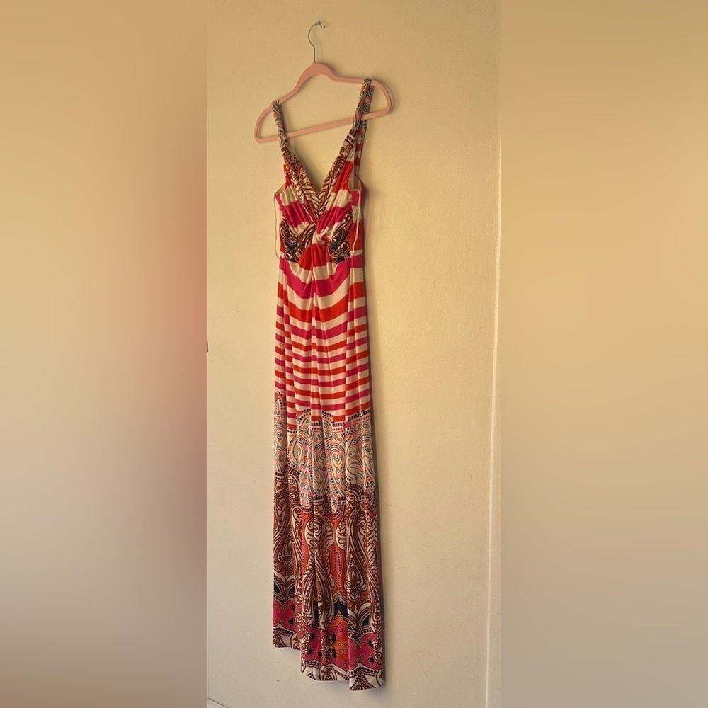 Kelly Diane Elegant orange and white Maxi Dress - Picture 2 of 13